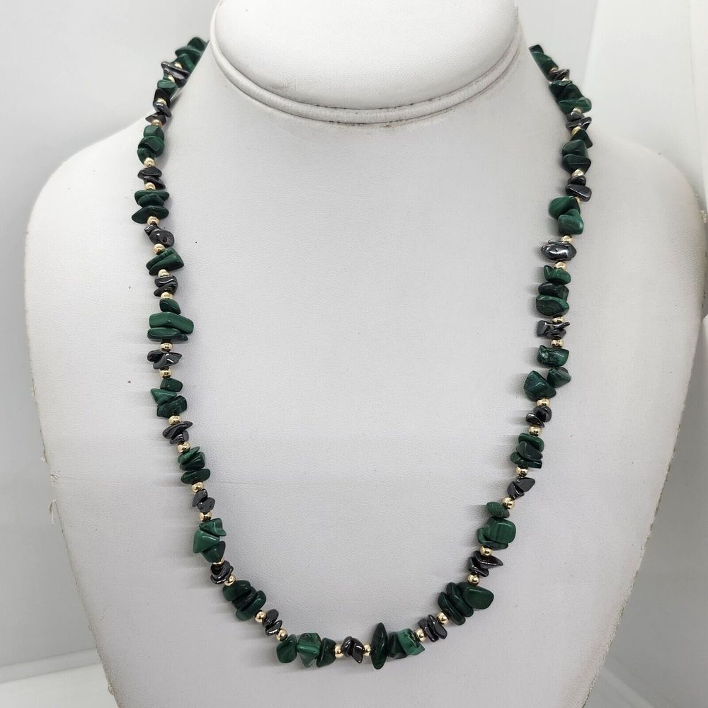 Vintage‎ Malachite And Hematite Chip Necklace
